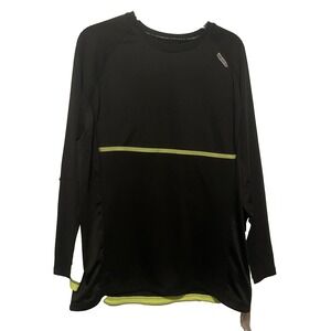 NWT Men's Hind XL Black Yellow Hi-Viz Reflective Logo LS Running Exercise Shirt